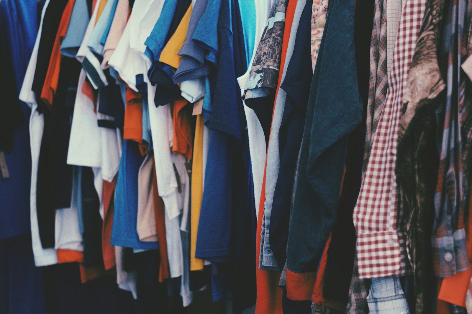 Rack of colourful shirts