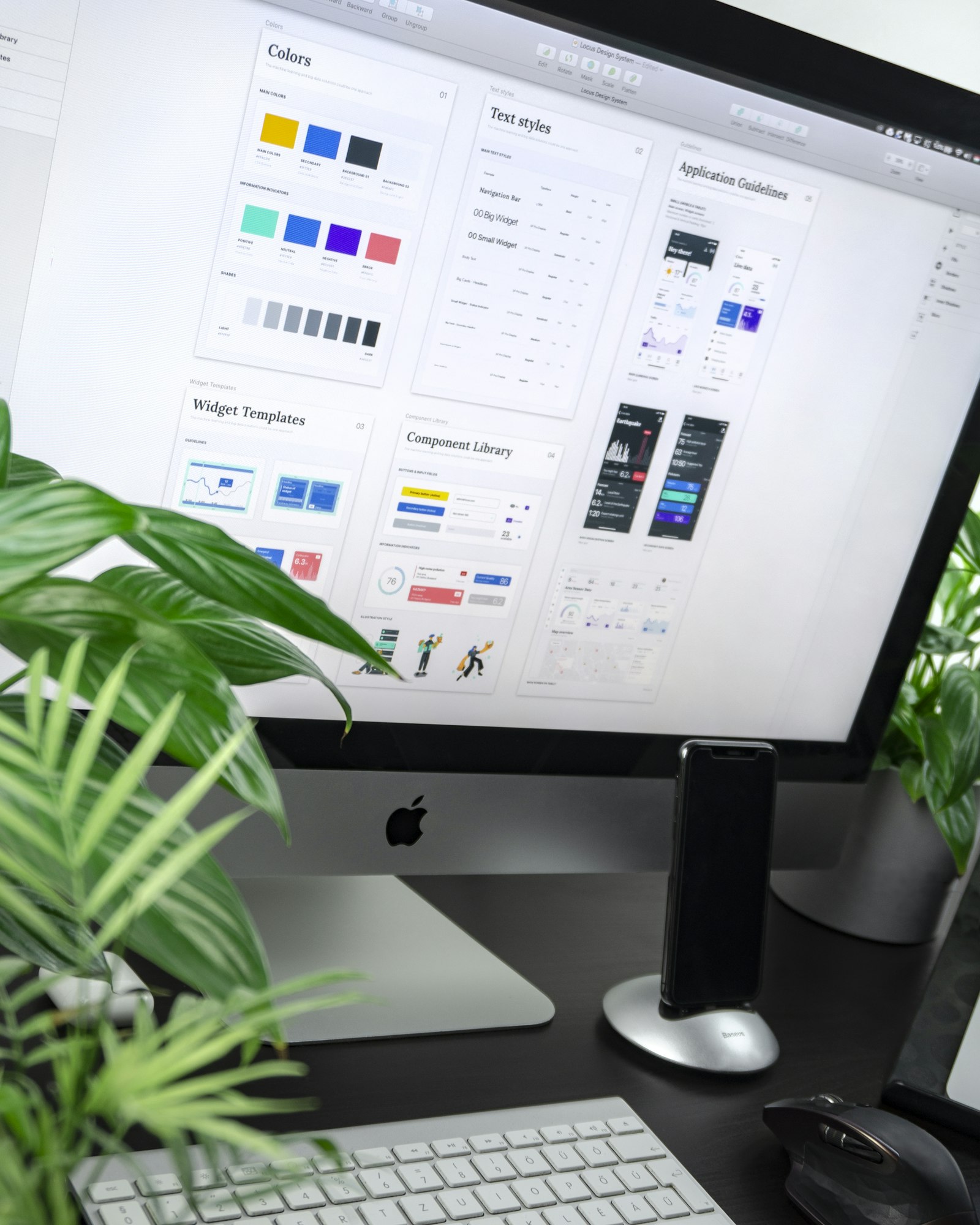 Desktop monitor showing a design system style guide