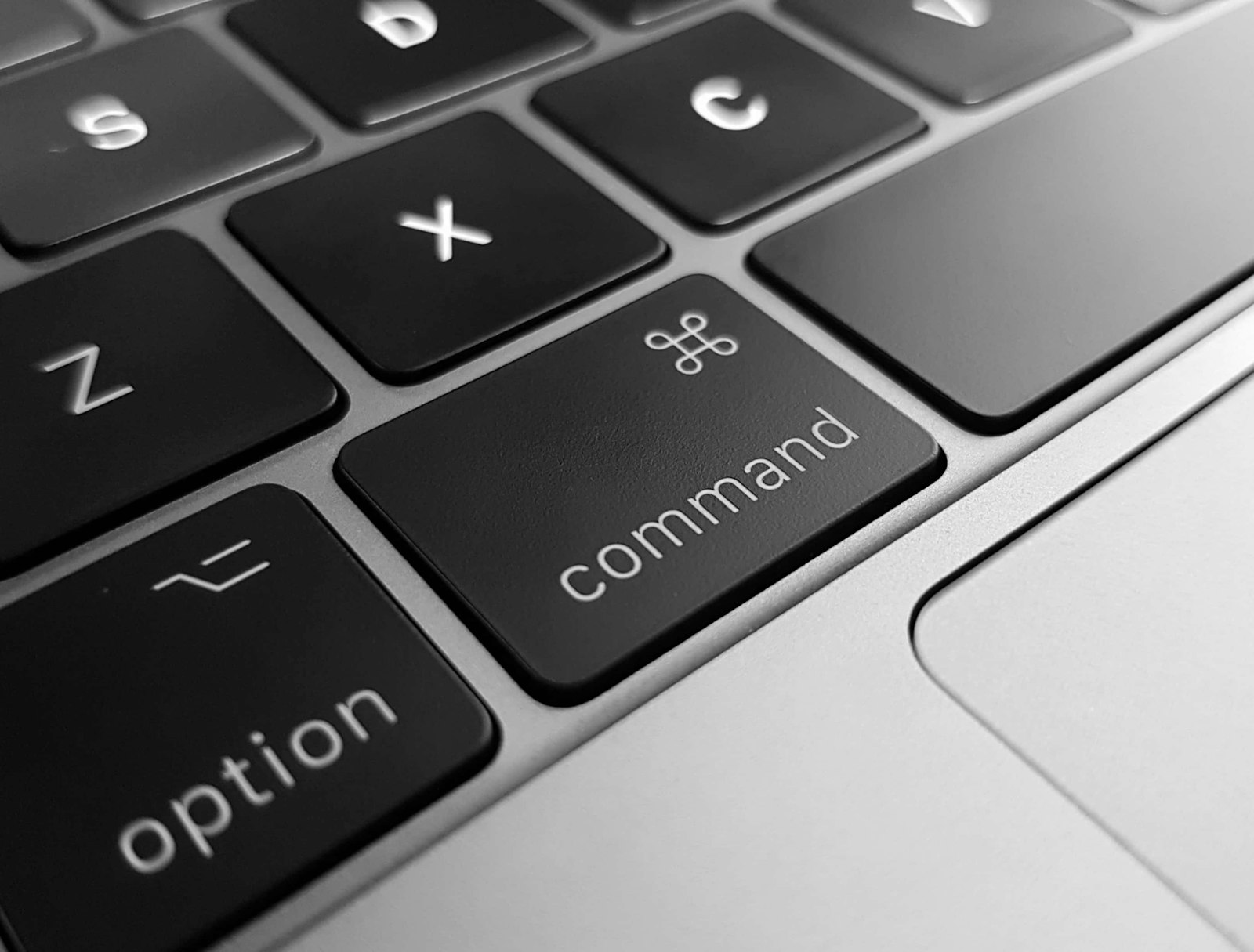 Close-up of a laptop keyboard command key