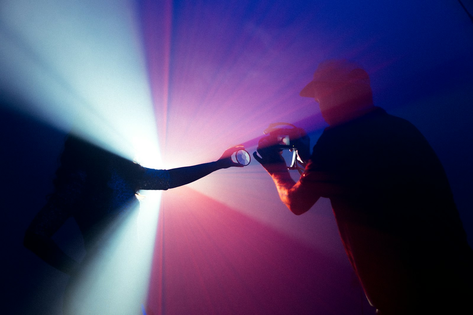 Microphone under purple stage light