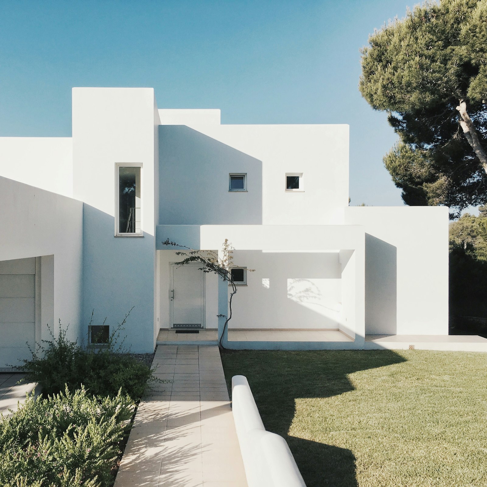 Minimal white house against the sky